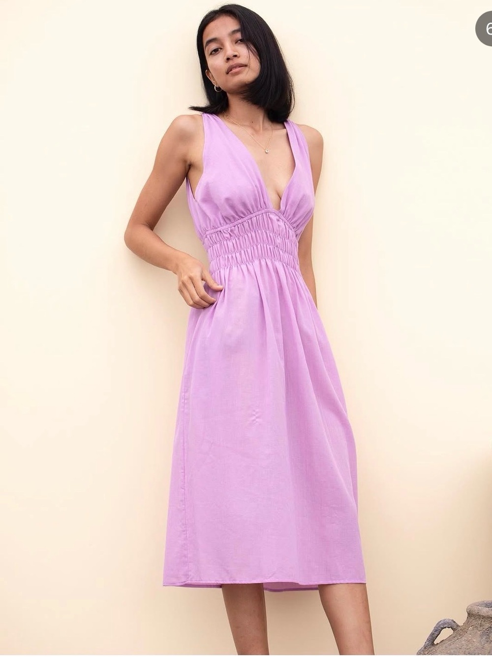 Ciao Lucia Capa Dress Lilac Cotton Midi Dress Size Medium Slow Fashion